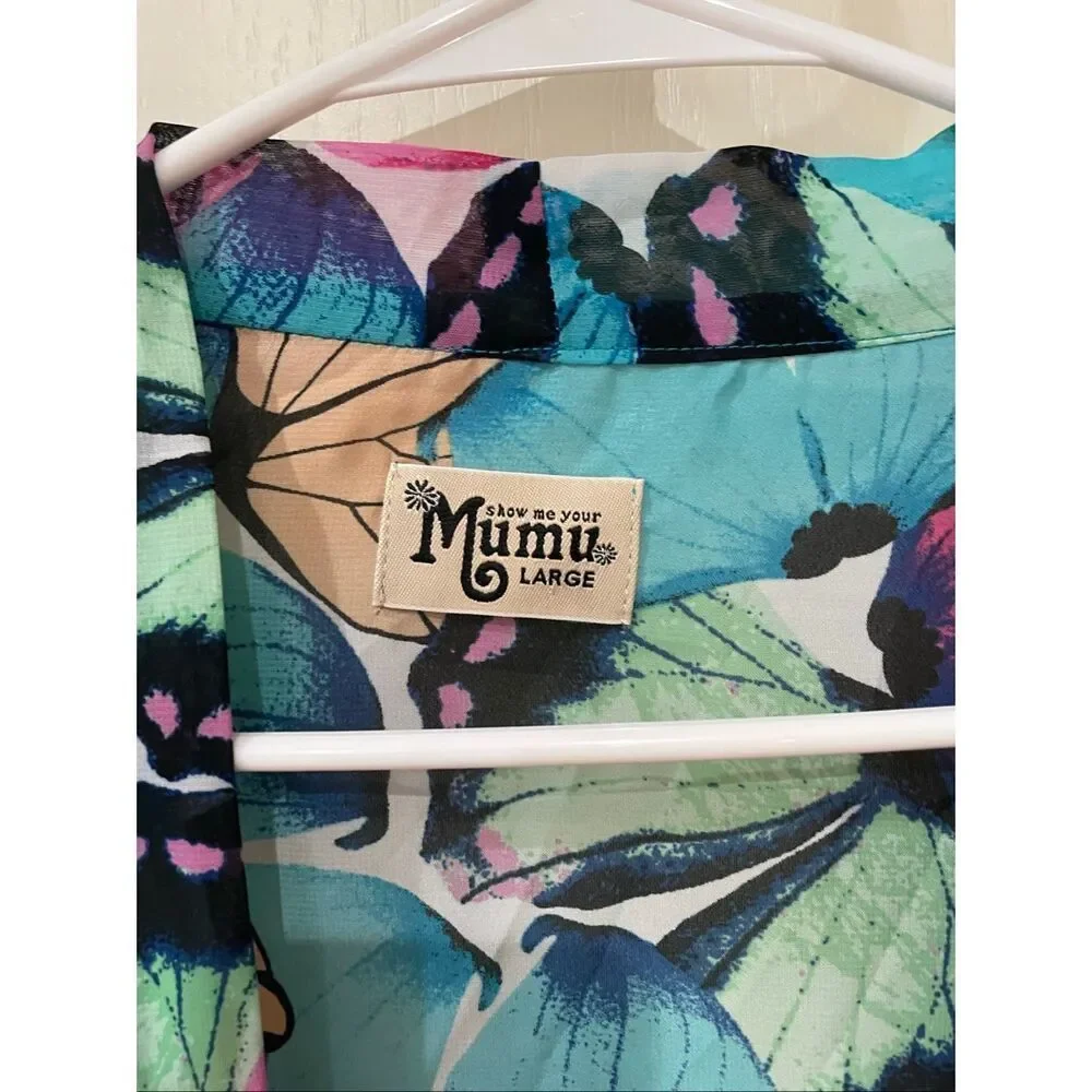 Show me your mumu butterfly print open front kimono - Picture 3 of 4